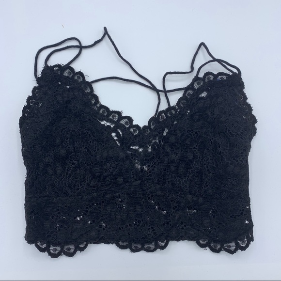 Free People Celine Lace Bralette Size XS Black Velvet - Picture 3 of 9